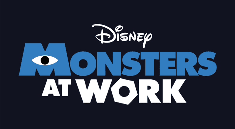 Logo da série do Disney+ monsters at work - monstros ao trabalho
