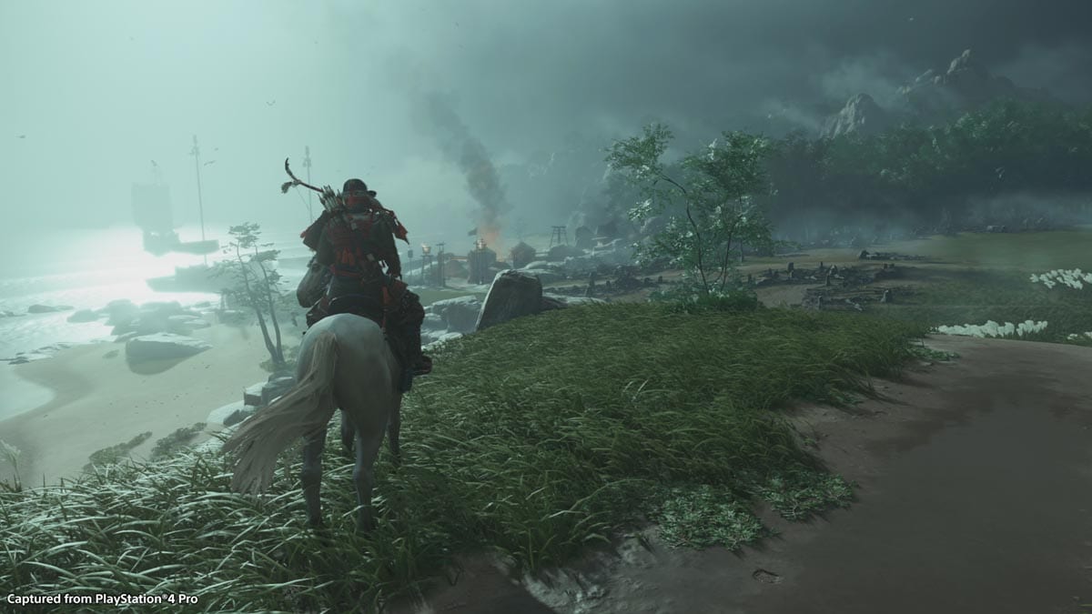 Imagem promocional de gameplay Ghost of Tsushima