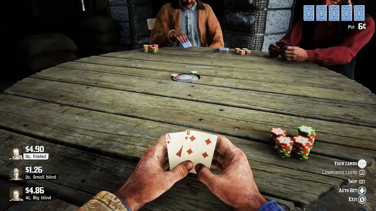 Pôquer é um dos mini games em red dead redemption